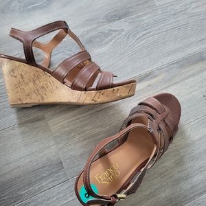 Franco Sarto Mary Beth Cork Wedges, Brown, Size 8
